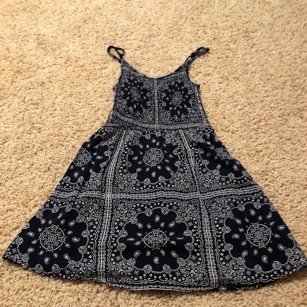 A blue and white dress